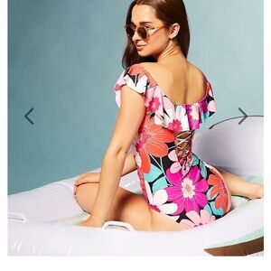 La blanca in full bloom off the shoulder ruffle swimsuit